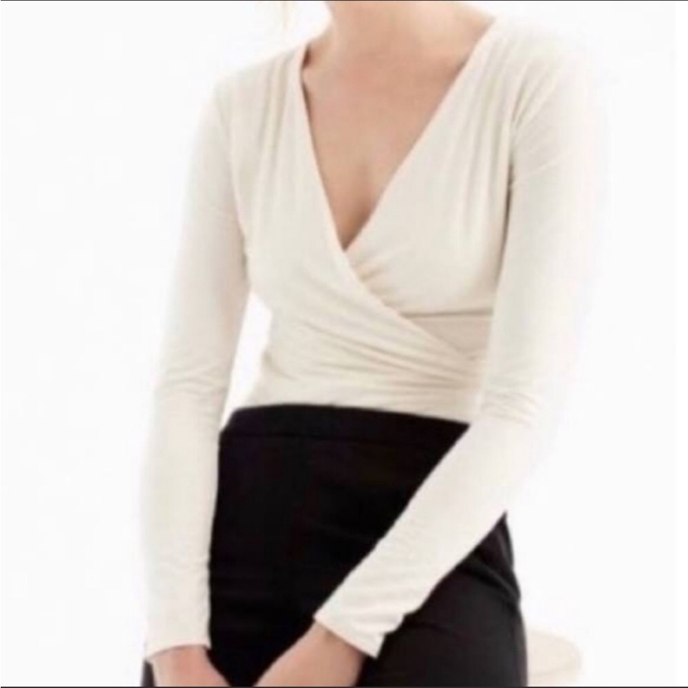 J. Crew Cream Velvet Long Sleeve Top